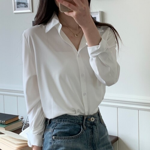 여자 화이트 블랙 면접 셔츠 여성 루즈핏 블라우스 남방 흰색 링클프리 셔츠